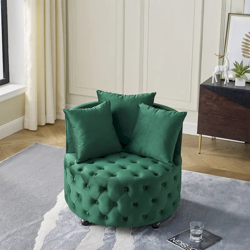 Green Modern 30 Swivel Tufted Accent Chair