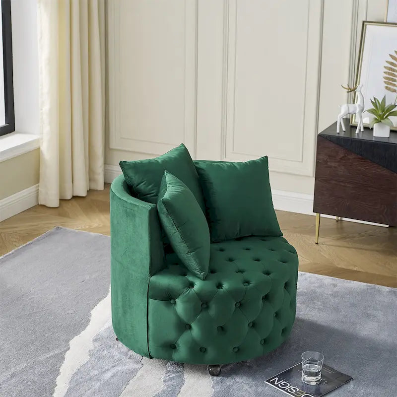 Green Modern 30 Swivel Tufted Accent Chair