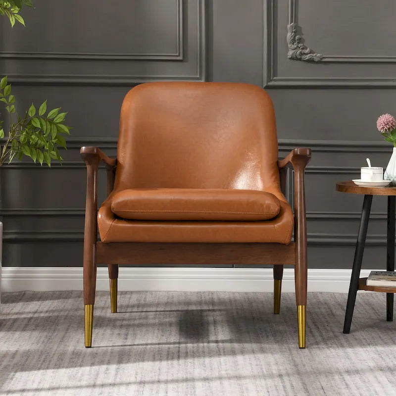 29.2 Faux Leather Lounge Chair with Tapered Legs