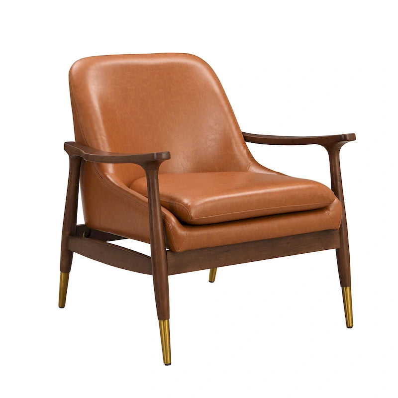 29.2 Faux Leather Lounge Chair with Tapered Legs