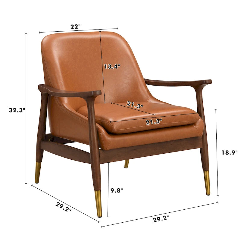 29.2 Faux Leather Lounge Chair with Tapered Legs