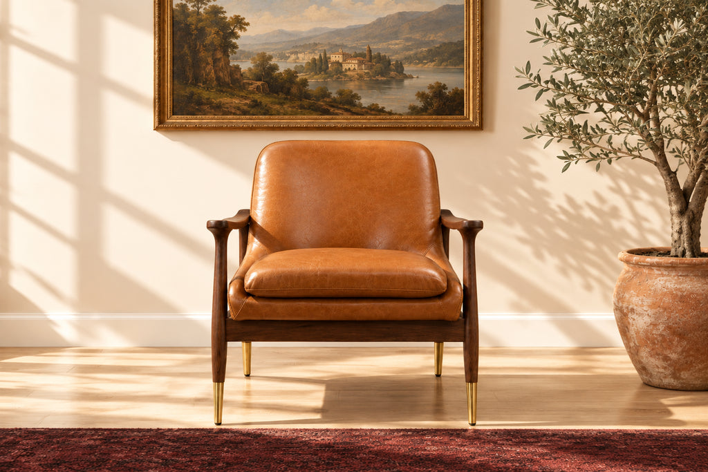 29.2 Faux Leather Lounge Chair with Tapered Legs