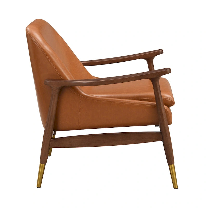 29.2 Faux Leather Lounge Chair with Tapered Legs