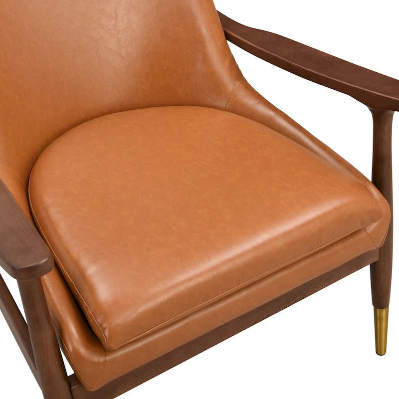 29.2 Faux Leather Lounge Chair with Tapered Legs