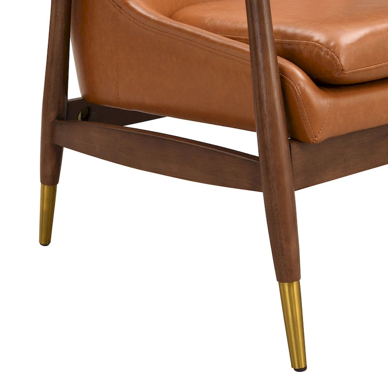 29.2 Faux Leather Lounge Chair with Tapered Legs