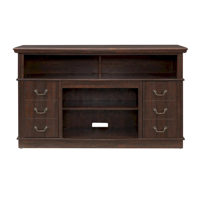 Traditional Rustic TV Stand with 6 Drawer, 4 Storage Shelf and Cable Management For Room Bedroom