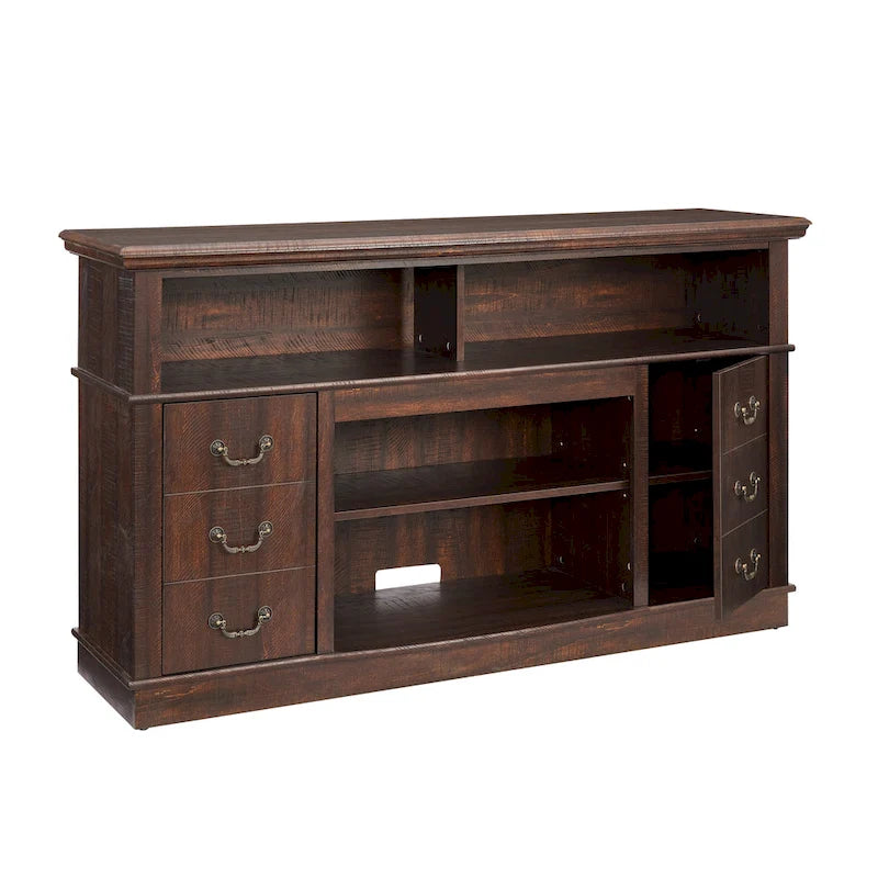 Traditional Rustic TV Stand with 6 Drawer, 4 Storage Shelf and Cable Management For Room Bedroom