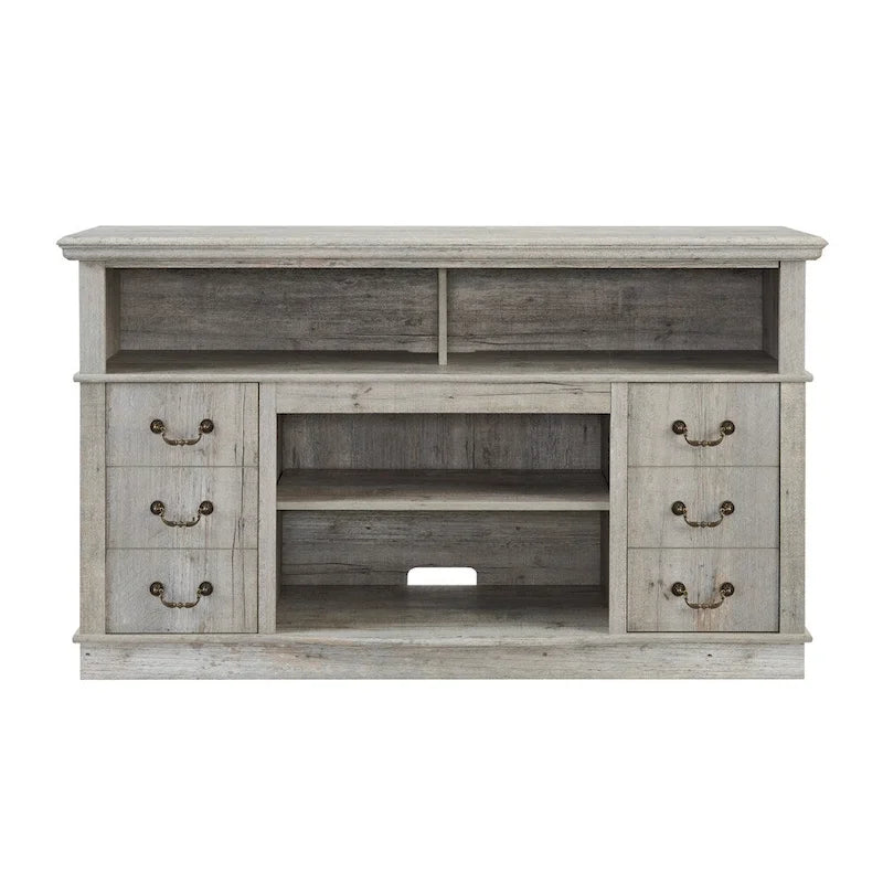 Traditional Rustic TV Stand with 6 Drawer, 4 Storage Shelf and Cable Management For Room Bedroom