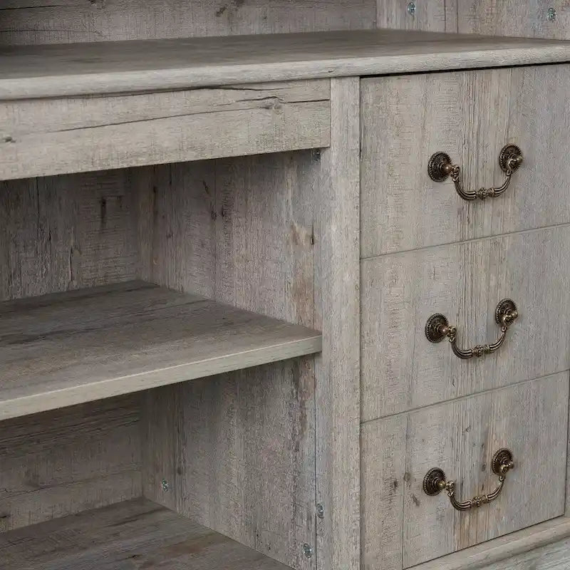 Traditional Rustic TV Stand with 6 Drawer, 4 Storage Shelf and Cable Management For Room Bedroom