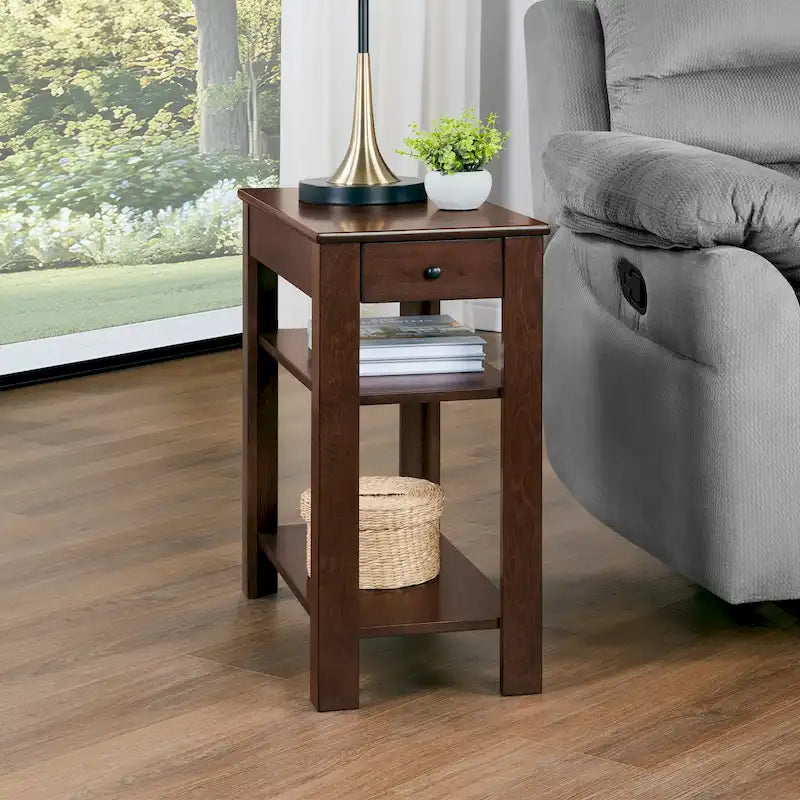 1 Drawer Chairside End Table with Shelves