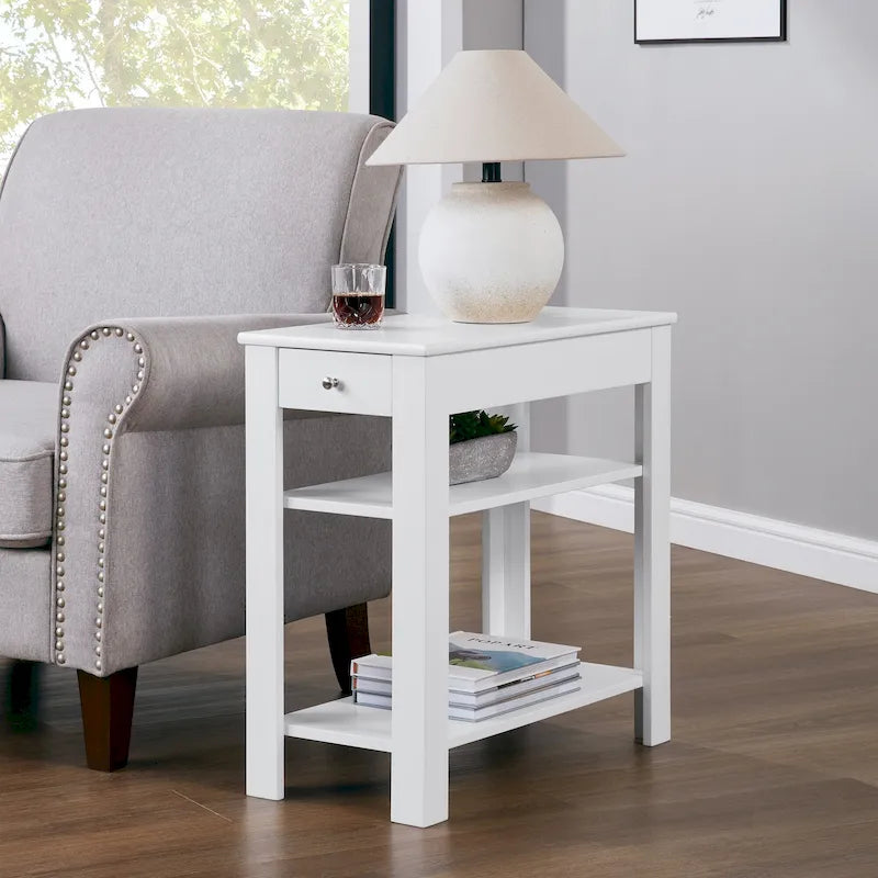 1 Drawer Chairside End Table with Shelves