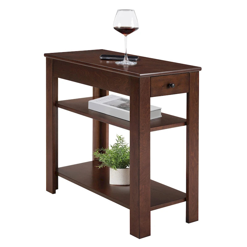 1 Drawer Chairside End Table with Shelves