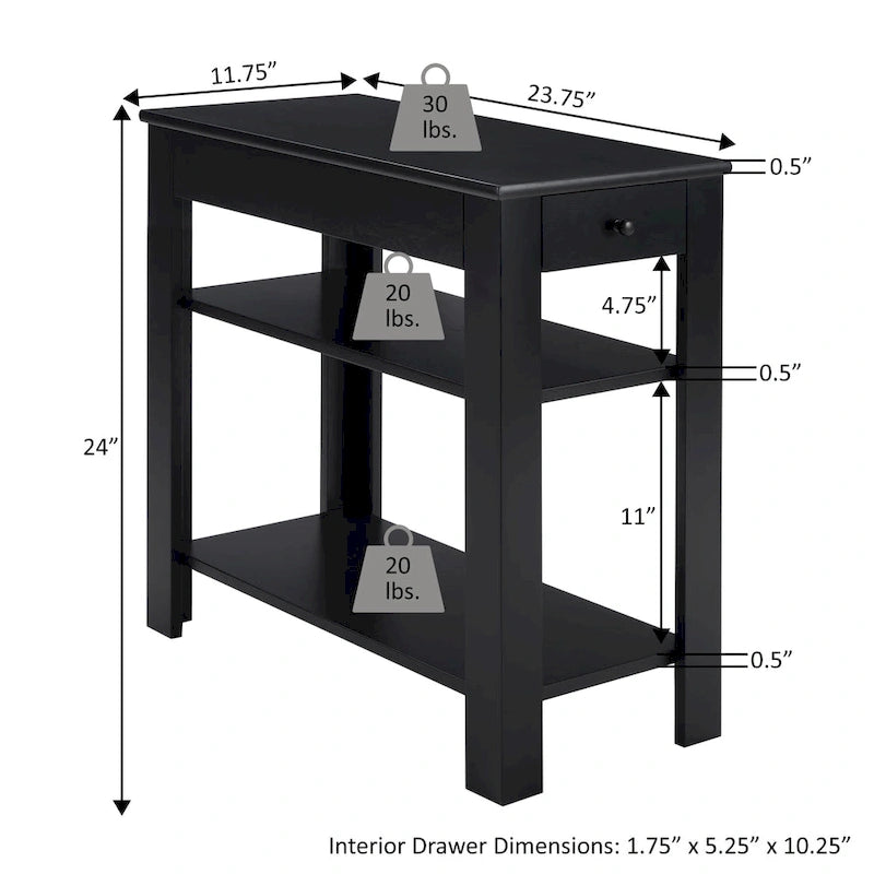 1 Drawer Chairside End Table with Shelves