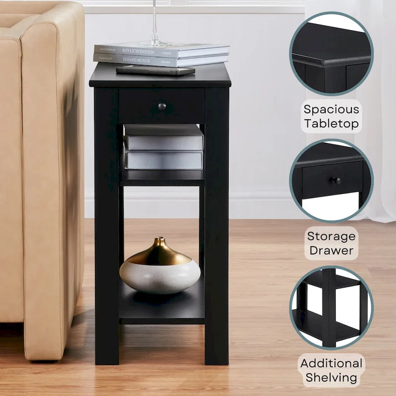 1 Drawer Chairside End Table with Shelves