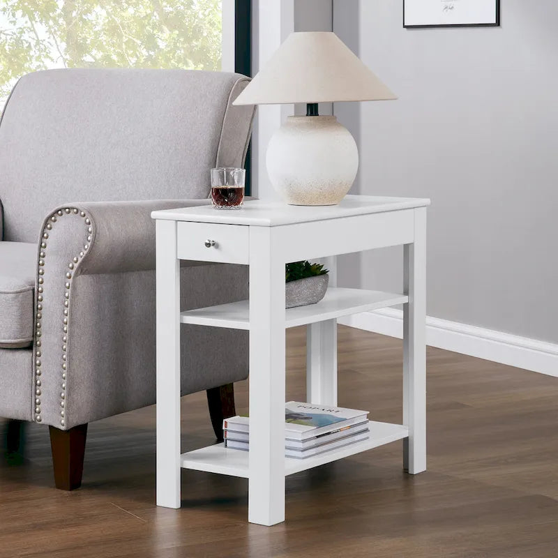 1 Drawer Chairside End Table with Shelves