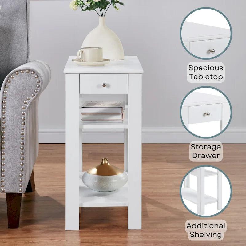 1 Drawer Chairside End Table with Shelves