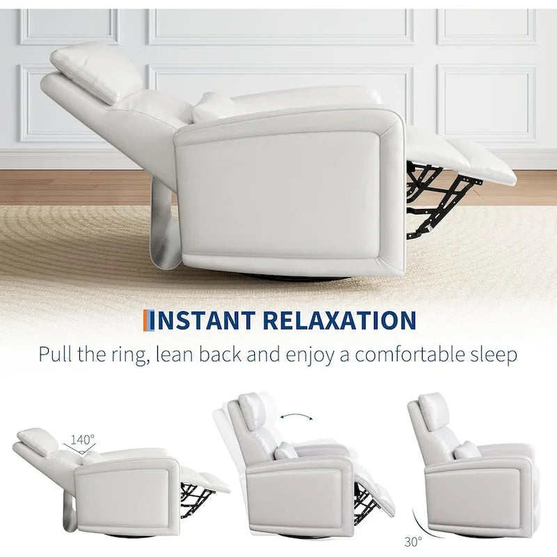Manual Reclinder, 360 Swivel Rocking Glider Reclinder Chair with Ergonomic Backrest
