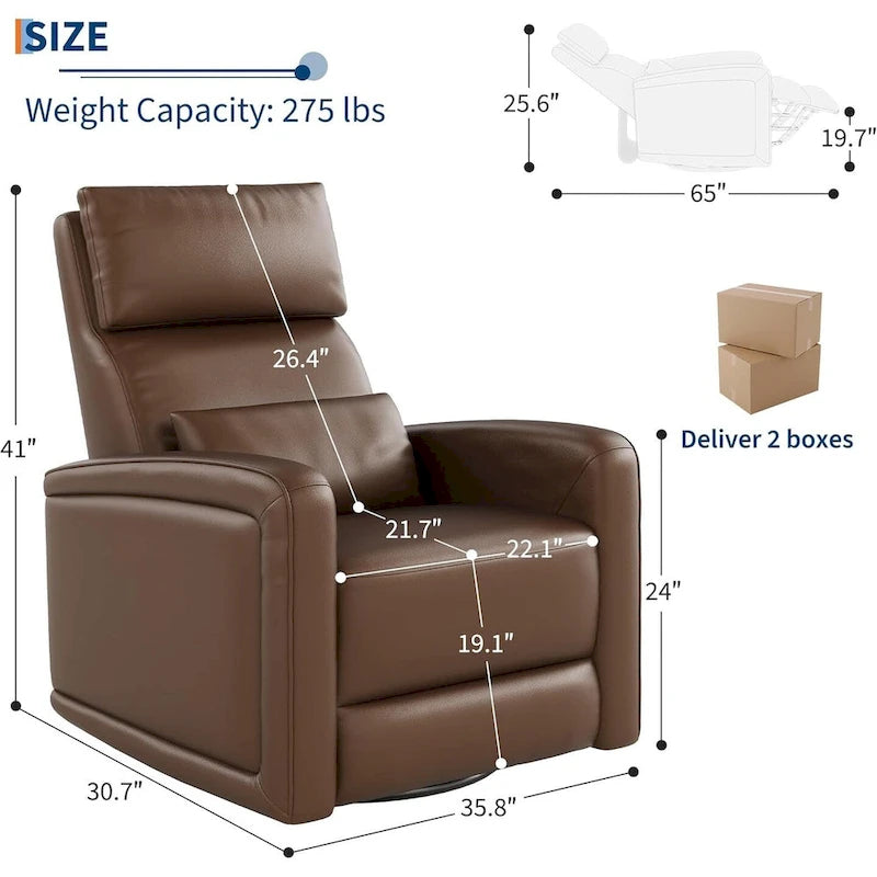 Manual Reclinder, 360 Swivel Rocking Glider Reclinder Chair with Ergonomic Backrest