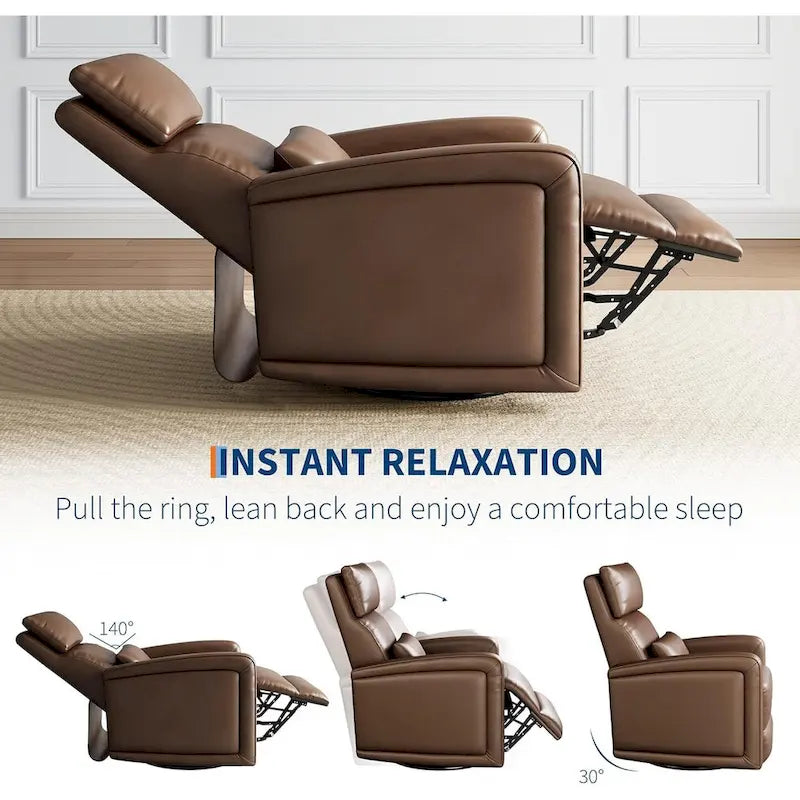 Manual Reclinder, 360 Swivel Rocking Glider Reclinder Chair with Ergonomic Backrest