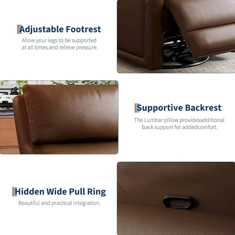 Manual Reclinder, 360 Swivel Rocking Glider Reclinder Chair with Ergonomic Backrest