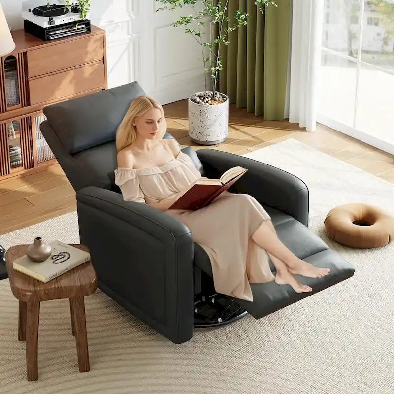 Manual Reclinder, 360 Swivel Rocking Glider Reclinder Chair with Ergonomic Backrest