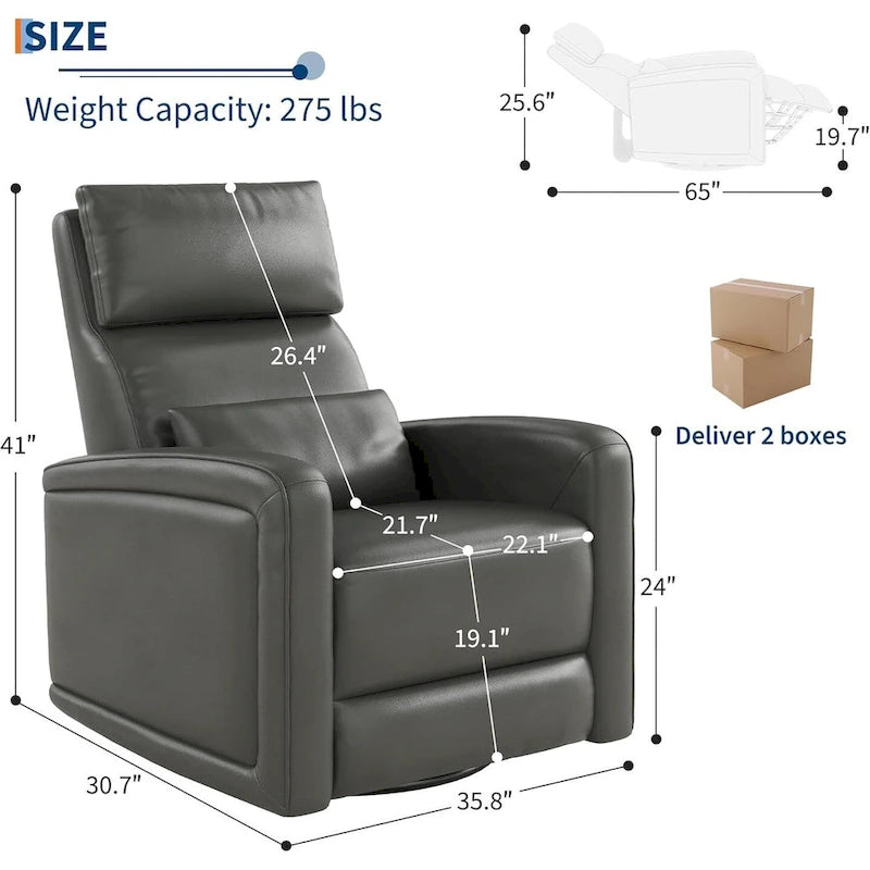 Manual Reclinder, 360 Swivel Rocking Glider Reclinder Chair with Ergonomic Backrest