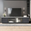 Black,White 62.9 TV Stand with 4 Drawers & Large Cabinet for TVs Up to 70
