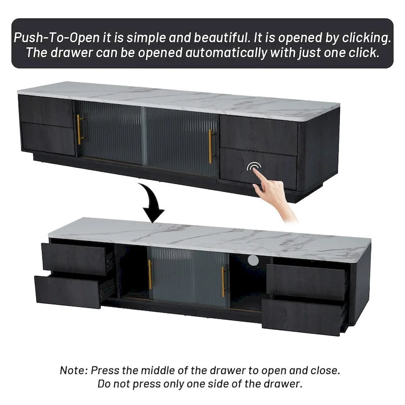 Black,White 62.9 TV Stand with 4 Drawers & Large Cabinet for TVs Up to 70