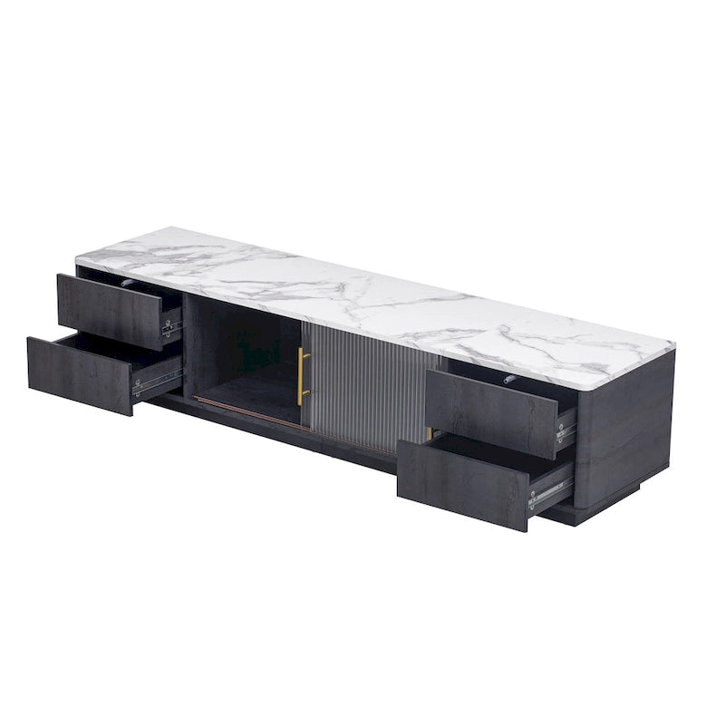 Black,White 62.9 TV Stand with 4 Drawers & Large Cabinet for TVs Up to 70