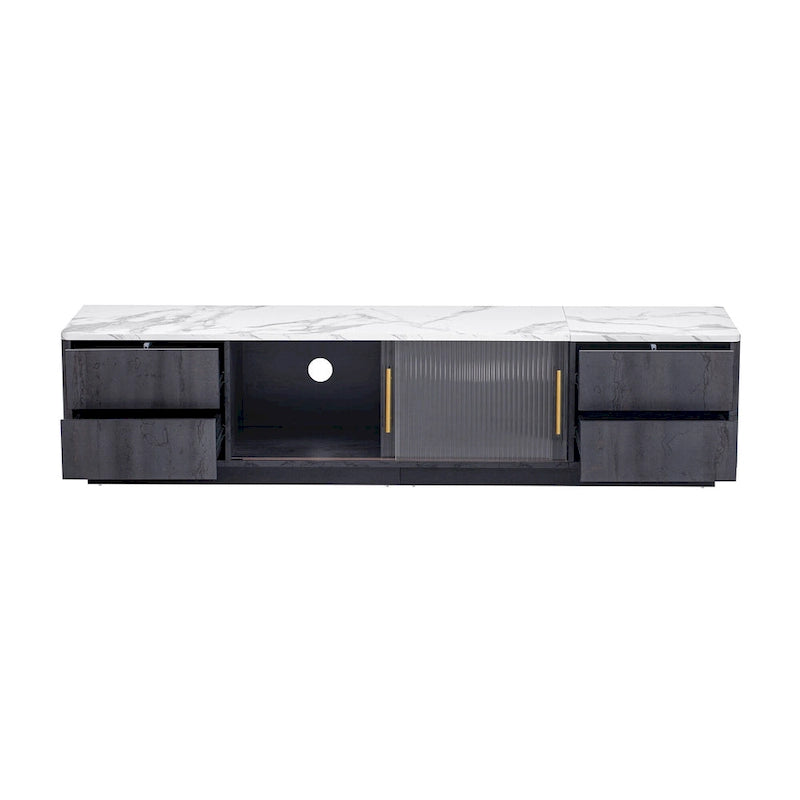 Black,White 62.9 TV Stand with 4 Drawers & Large Cabinet for TVs Up to 70