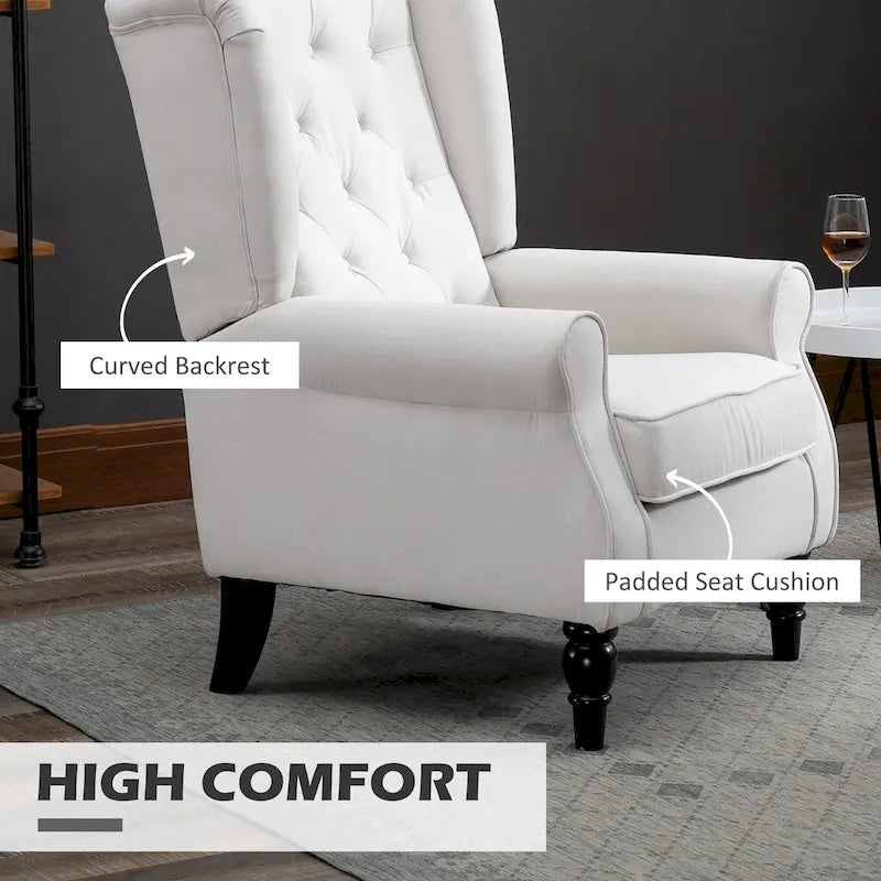 Cream White 29.3 High Back Tufted Accent Chair