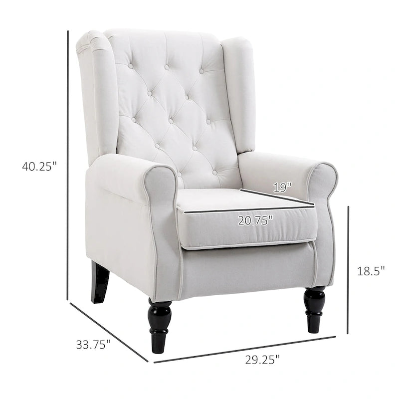 Cream White 29.3 High Back Tufted Accent Chair