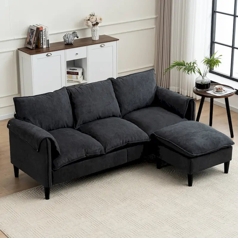 78.74 3-Seater L-Shaped Convertible Sofa with Footstools & Storage
