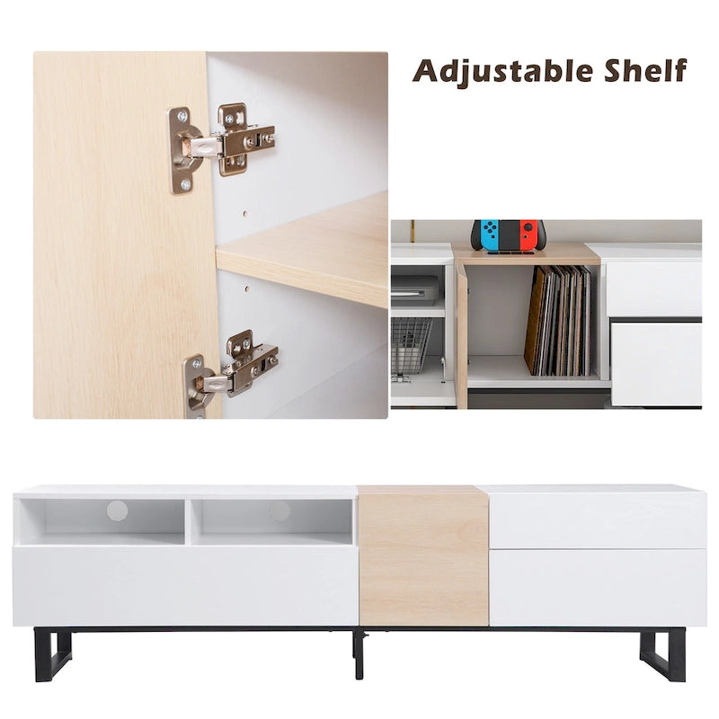 Modern TV Stand for 80 TV with Double Storage Space