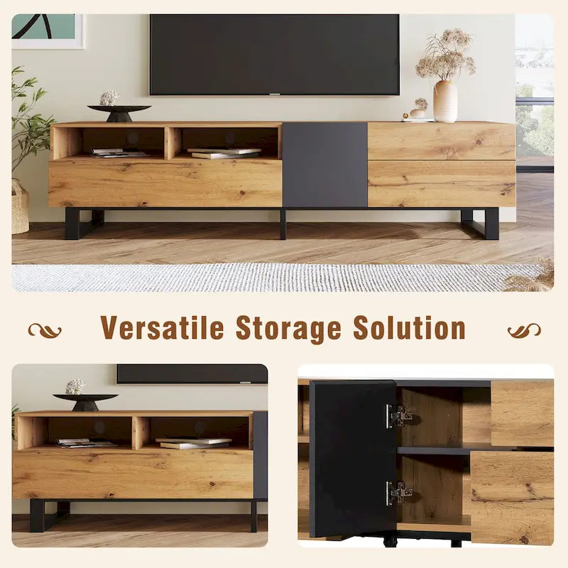 Modern TV Stand for 80 TV with Double Storage Space