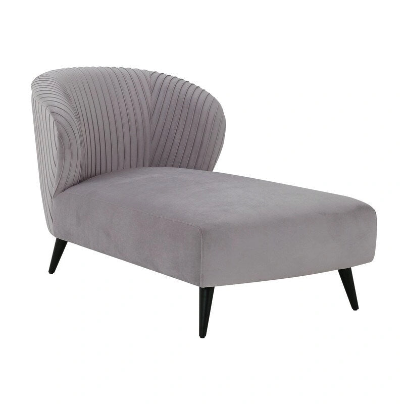 Pleated Velvet Upholstered Chaise