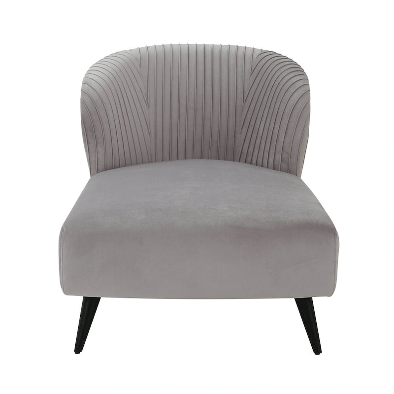 Pleated Velvet Upholstered Chaise