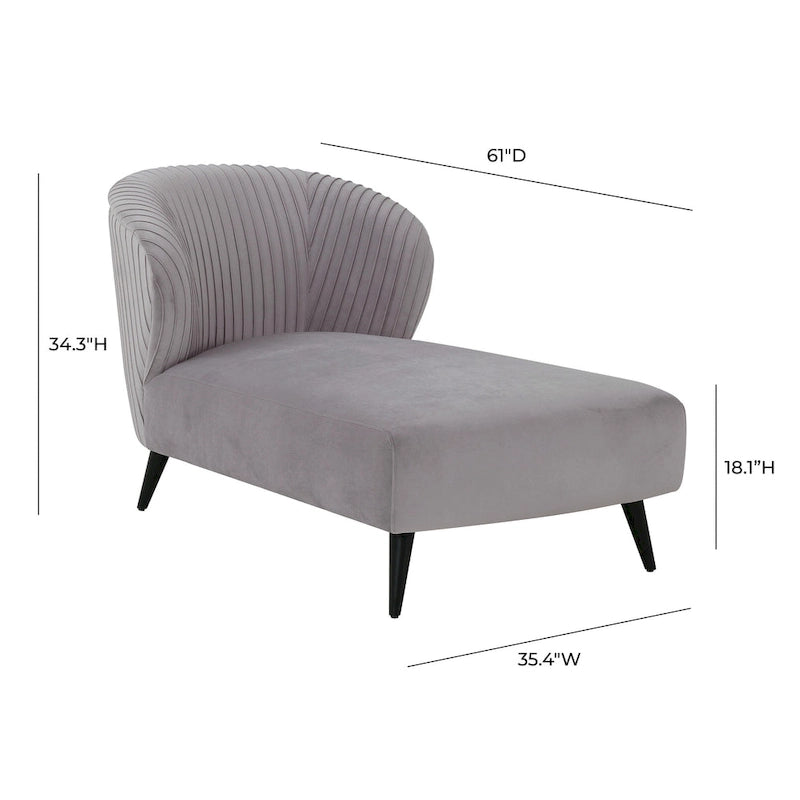 Pleated Velvet Upholstered Chaise