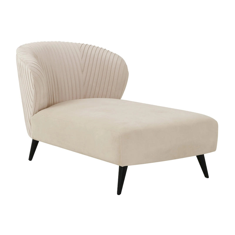 Pleated Velvet Upholstered Chaise