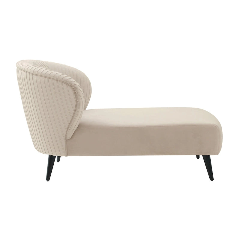 Pleated Velvet Upholstered Chaise
