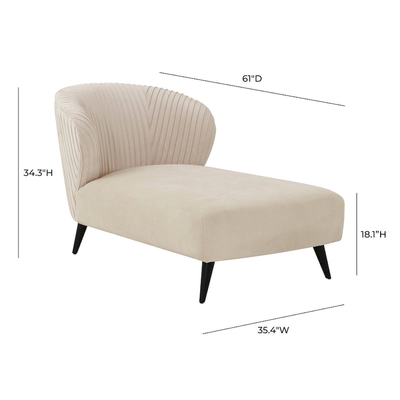 Pleated Velvet Upholstered Chaise