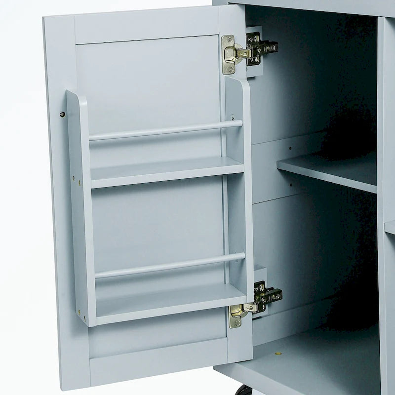 Kitchen Cart with 5 Wheels with Storage Cabinet and 3 Drawers