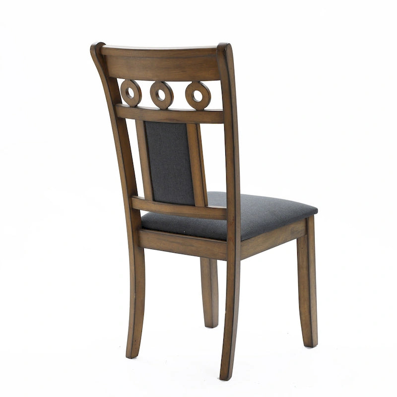 Modern Natural Rubberwood Upholstered Gray Dining Chair, Set of 2