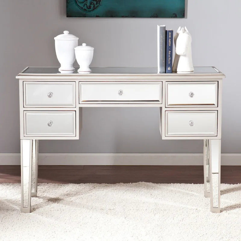 SEI Furniture Olivia Contemporary Mirrored Glass Console Table