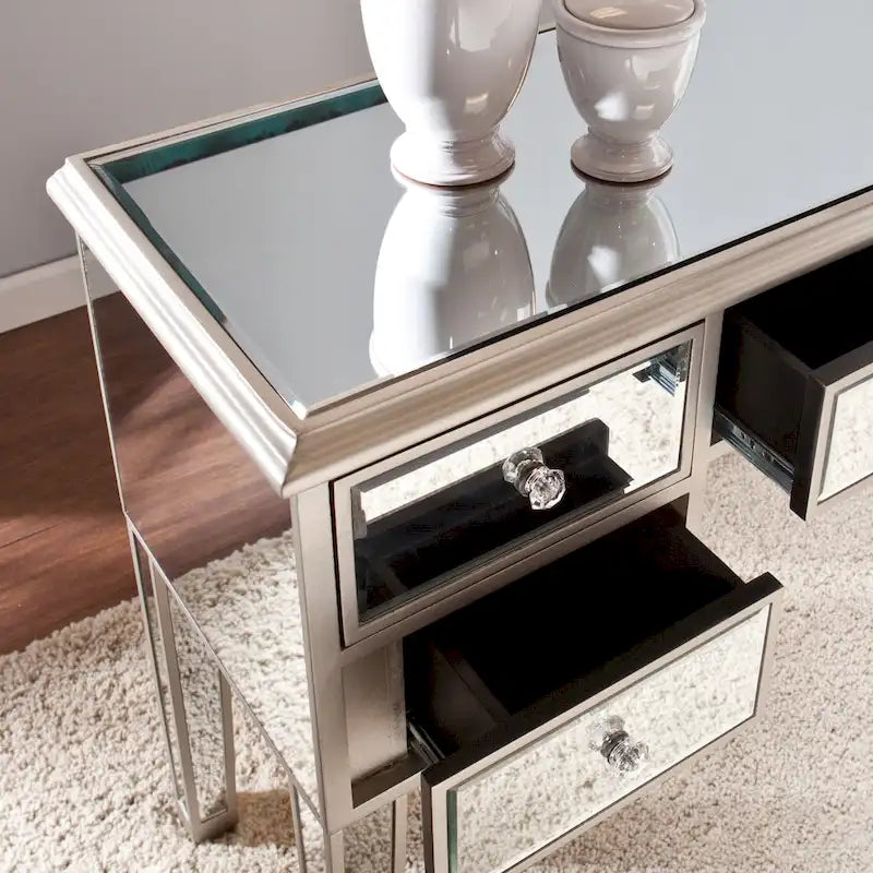 Contemporary Mirrored Glass Console Table