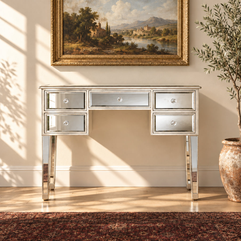 Contemporary Mirrored Glass Console Table