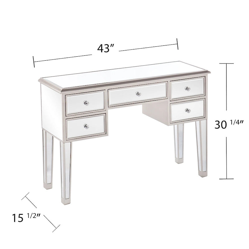Contemporary Mirrored Glass Console Table