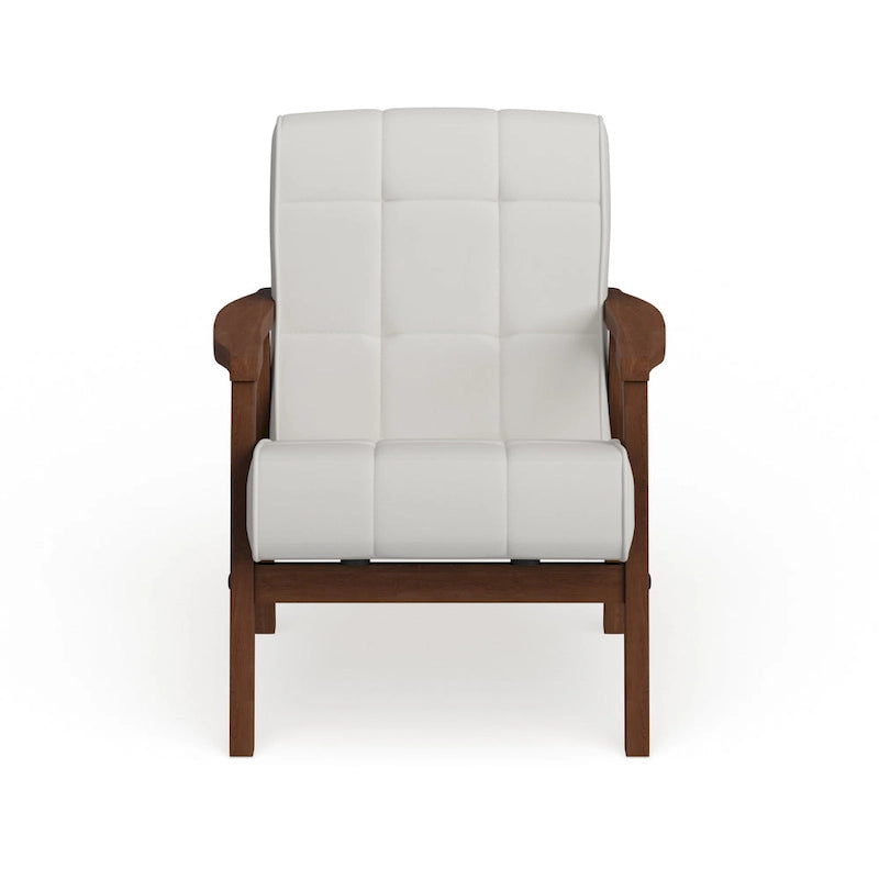 Mid Century White Faux Leather Chair