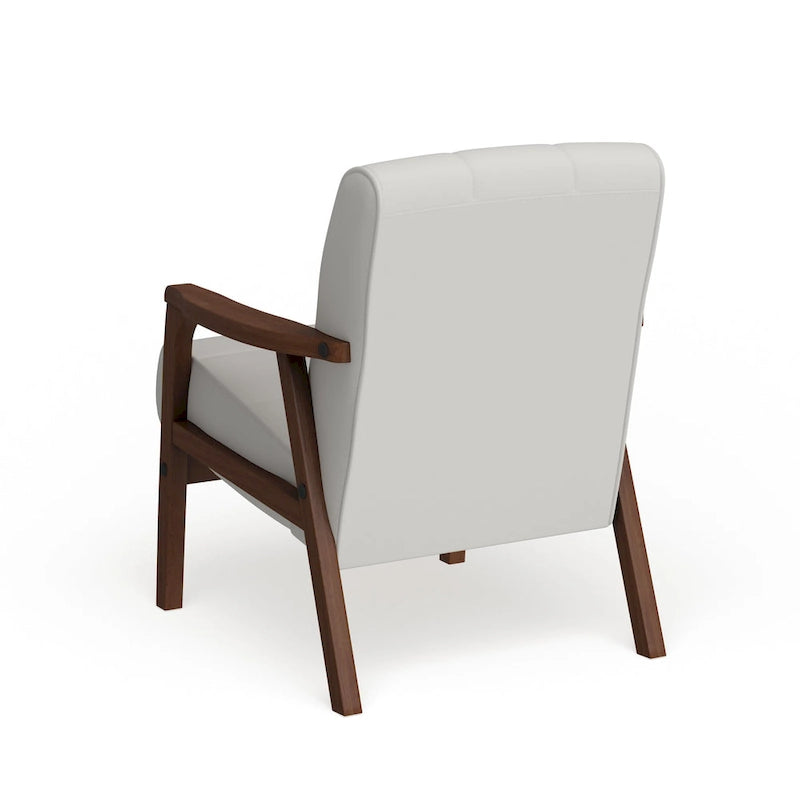 Mid Century White Faux Leather Chair