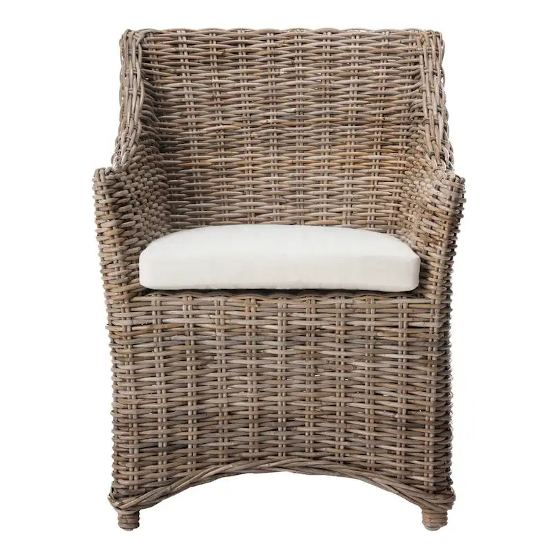 Wicker Washed Wingback Arm Chair (Fully Assembled)